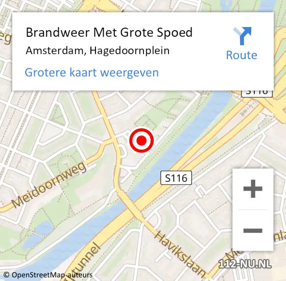 Locatie op kaart van de 112 melding: Brandweer Met Grote Spoed Naar Amsterdam, Hagedoornplein op 20 juli 2024 18:26