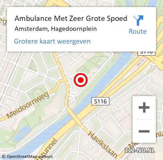 Locatie op kaart van de 112 melding: Ambulance Met Zeer Grote Spoed Naar Amsterdam, Hagedoornplein op 20 juli 2024 18:27