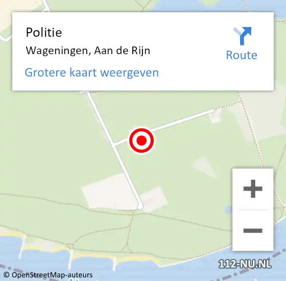 Locatie op kaart van de 112 melding: Politie Wageningen, Aan de Rijn op 20 juli 2024 18:29