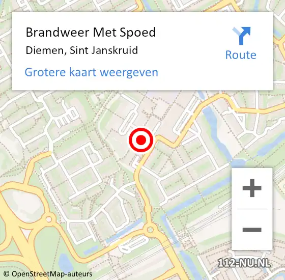 Locatie op kaart van de 112 melding: Brandweer Met Spoed Naar Diemen, Sint Janskruid op 20 juli 2024 18:32