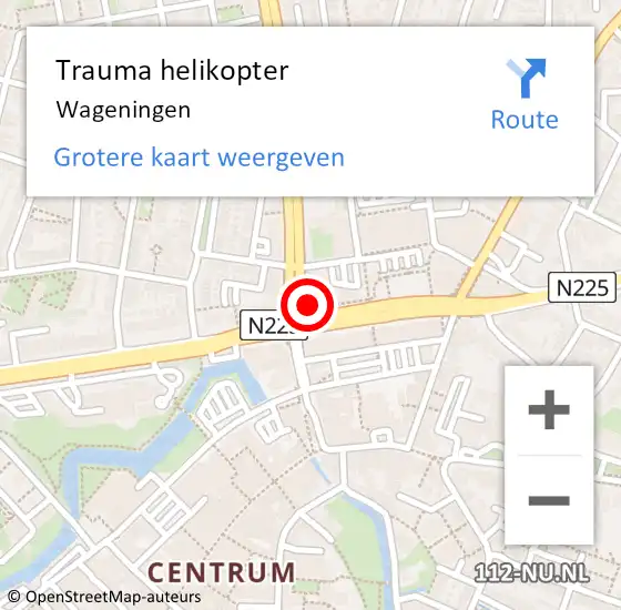 Locatie op kaart van de 112 melding: Trauma helikopter Wageningen op 20 juli 2024 18:40