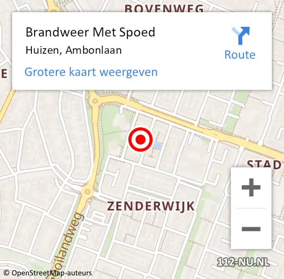 Locatie op kaart van de 112 melding: Brandweer Met Spoed Naar Huizen, Ambonlaan op 20 juli 2024 18:43