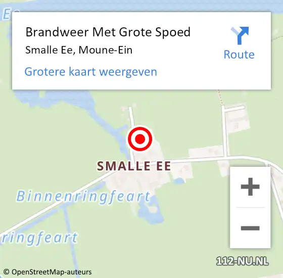 Locatie op kaart van de 112 melding: Brandweer Met Grote Spoed Naar Smalle Ee, Moune-Ein op 20 juli 2024 18:50