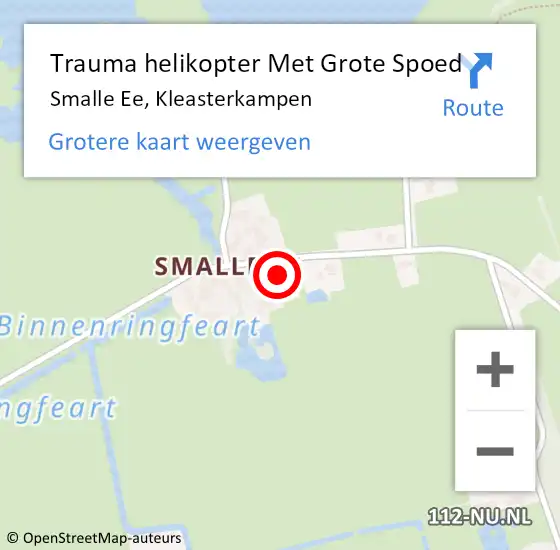 Locatie op kaart van de 112 melding: Trauma helikopter Met Grote Spoed Naar Smalle Ee, Kleasterkampen op 20 juli 2024 18:51