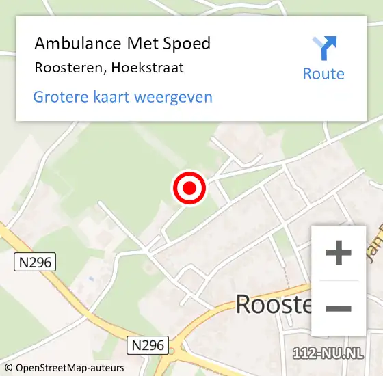 Locatie op kaart van de 112 melding: Ambulance Met Spoed Naar Roosteren, Hoekstraat op 20 juli 2024 18:51