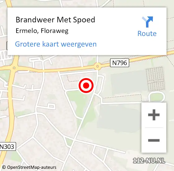 Locatie op kaart van de 112 melding: Brandweer Met Spoed Naar Ermelo, Floraweg op 20 juli 2024 18:52