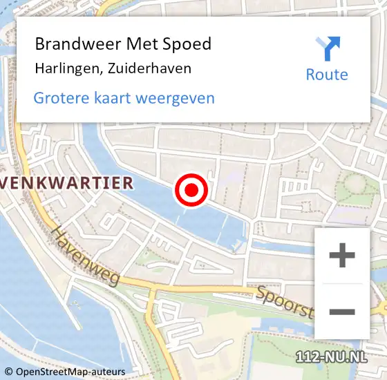 Locatie op kaart van de 112 melding: Brandweer Met Spoed Naar Harlingen, Zuiderhaven op 20 juli 2024 18:57