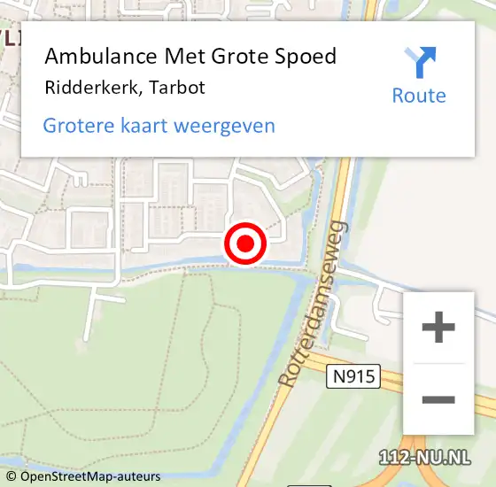 Locatie op kaart van de 112 melding: Ambulance Met Grote Spoed Naar Ridderkerk, Tarbot op 20 juli 2024 18:58