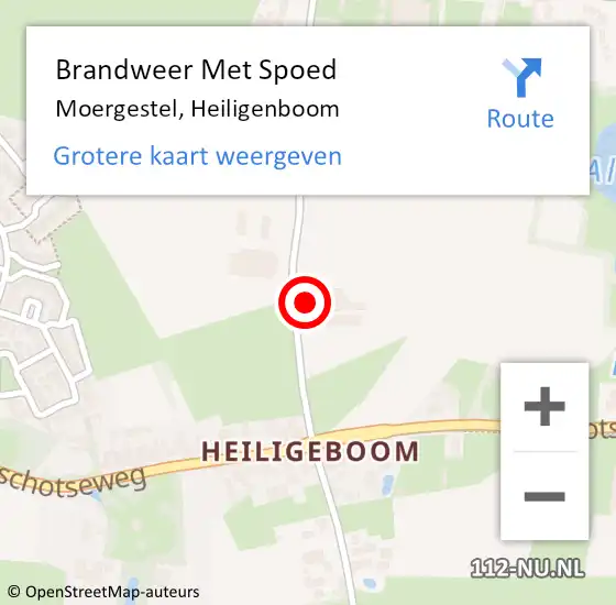 Locatie op kaart van de 112 melding: Brandweer Met Spoed Naar Moergestel, Heiligenboom op 20 juli 2024 19:01