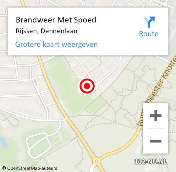 Locatie op kaart van de 112 melding: Brandweer Met Spoed Naar Rijssen, Dennenlaan op 20 juli 2024 19:01