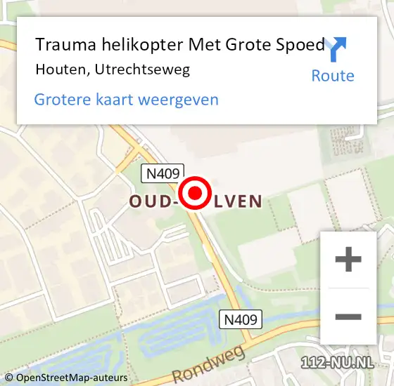 Locatie op kaart van de 112 melding: Trauma helikopter Met Grote Spoed Naar Houten, Utrechtseweg op 20 juli 2024 19:08