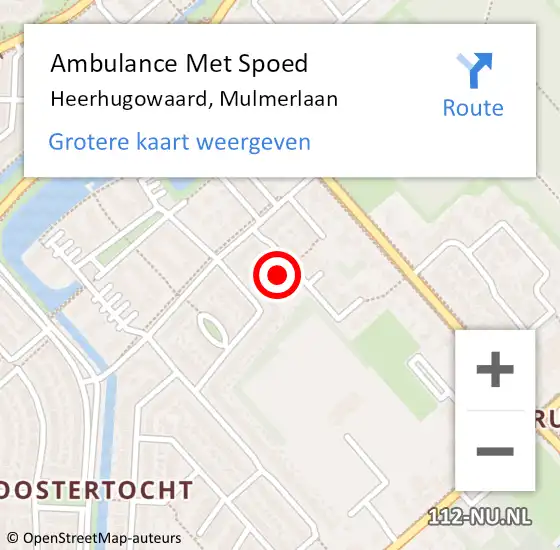 Locatie op kaart van de 112 melding: Ambulance Met Spoed Naar Heerhugowaard, Mulmerlaan op 20 juli 2024 19:10