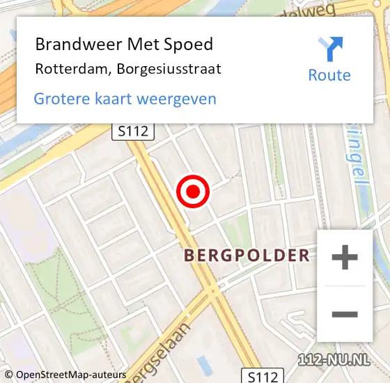 Locatie op kaart van de 112 melding: Brandweer Met Spoed Naar Rotterdam, Borgesiusstraat op 20 juli 2024 19:17