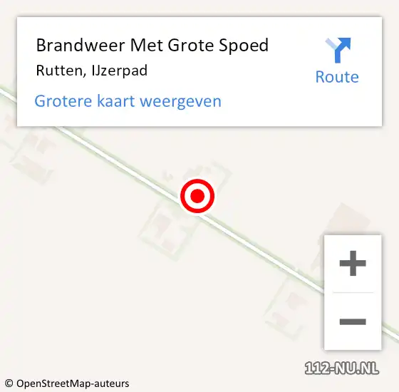 Locatie op kaart van de 112 melding: Brandweer Met Grote Spoed Naar Rutten, IJzerpad op 20 juli 2024 19:20