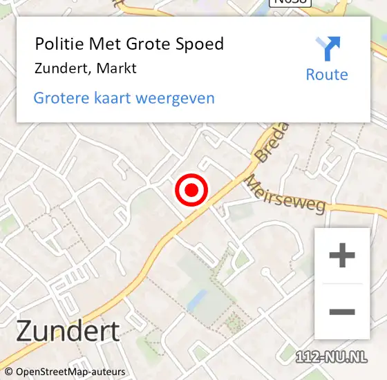 Locatie op kaart van de 112 melding: Politie Met Grote Spoed Naar Zundert, Markt op 20 juli 2024 19:24