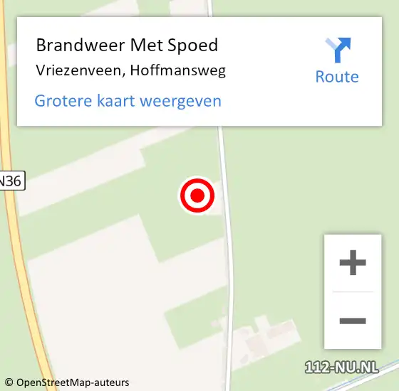 Locatie op kaart van de 112 melding: Brandweer Met Spoed Naar Vriezenveen, Hoffmansweg op 20 juli 2024 19:26