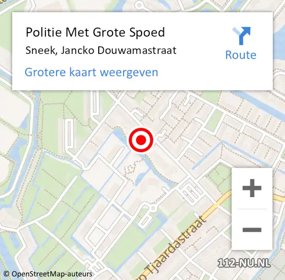 Locatie op kaart van de 112 melding: Politie Met Grote Spoed Naar Sneek, Jancko Douwamastraat op 20 juli 2024 19:28