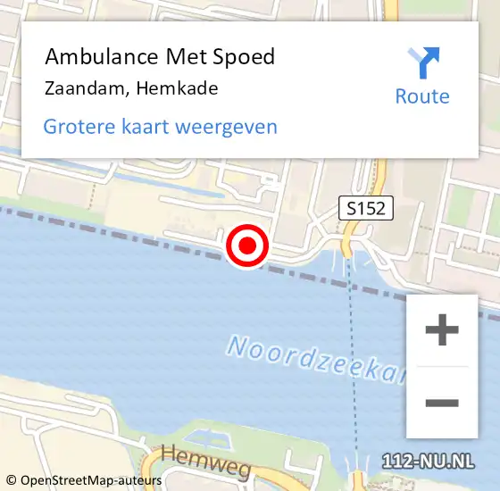 Locatie op kaart van de 112 melding: Ambulance Met Spoed Naar Zaandam, Hemkade op 20 juli 2024 20:12