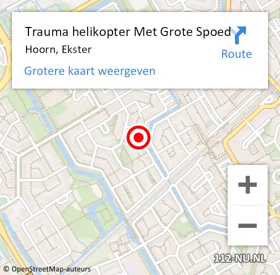 Locatie op kaart van de 112 melding: Trauma helikopter Met Grote Spoed Naar Hoorn, Ekster op 20 juli 2024 20:13