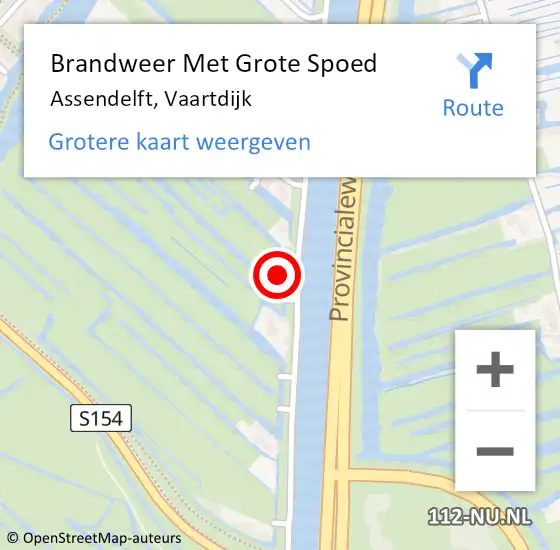 Locatie op kaart van de 112 melding: Brandweer Met Grote Spoed Naar Assendelft, Vaartdijk op 20 juli 2024 20:20