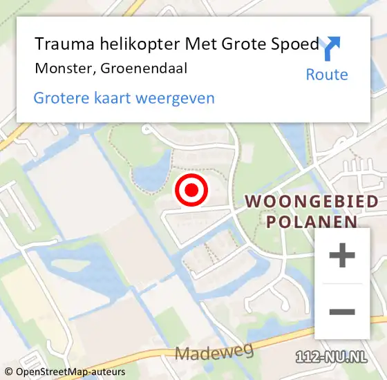 Locatie op kaart van de 112 melding: Trauma helikopter Met Grote Spoed Naar Monster, Groenendaal op 20 juli 2024 20:28