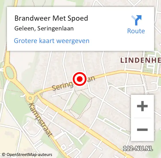 Locatie op kaart van de 112 melding: Brandweer Met Spoed Naar Geleen, Seringenlaan op 20 juli 2024 20:33