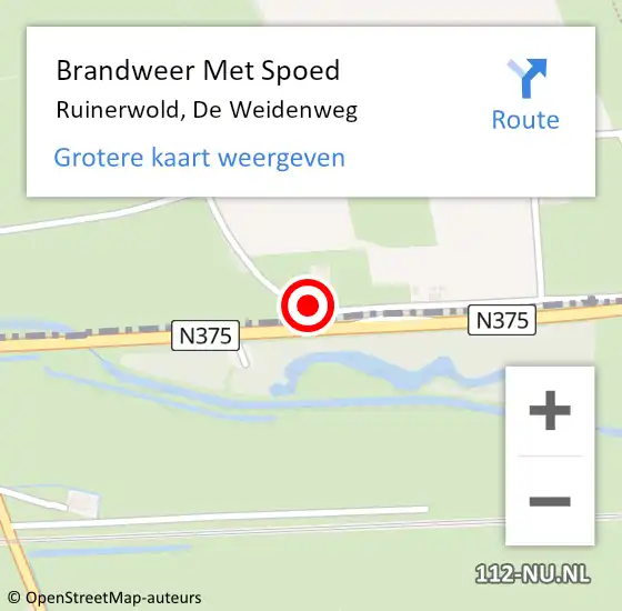 Locatie op kaart van de 112 melding: Brandweer Met Spoed Naar Ruinerwold, De Weidenweg op 17 oktober 2013 14:20