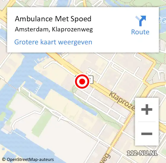 Locatie op kaart van de 112 melding: Ambulance Met Spoed Naar Amsterdam, Klaprozenweg op 20 juli 2024 20:40