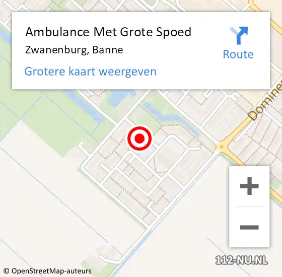 Locatie op kaart van de 112 melding: Ambulance Met Grote Spoed Naar Zwanenburg, Banne op 20 juli 2024 21:00