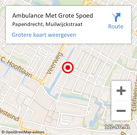 Locatie op kaart van de 112 melding: Ambulance Met Grote Spoed Naar Papendrecht, Muilwijckstraat op 20 juli 2024 21:00