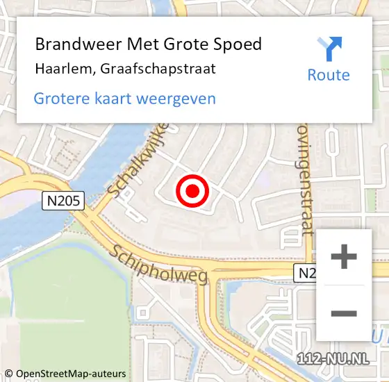 Locatie op kaart van de 112 melding: Brandweer Met Grote Spoed Naar Haarlem, Graafschapstraat op 20 juli 2024 21:05
