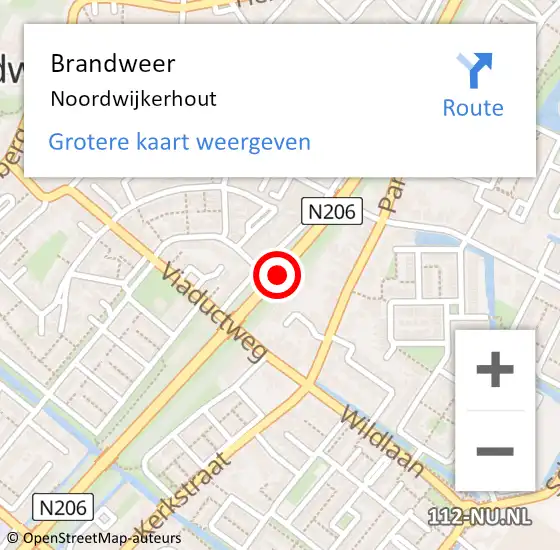 Locatie op kaart van de 112 melding: Brandweer Noordwijkerhout op 20 juli 2024 21:07