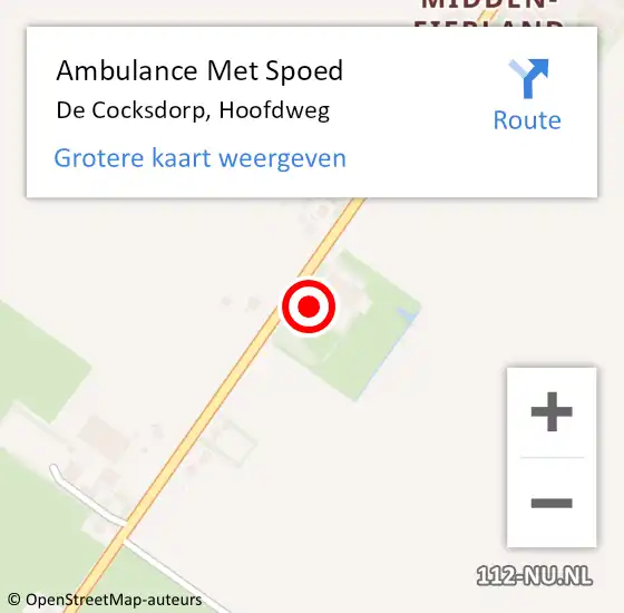 Locatie op kaart van de 112 melding: Ambulance Met Spoed Naar De Cocksdorp, Hoofdweg op 20 juli 2024 21:12