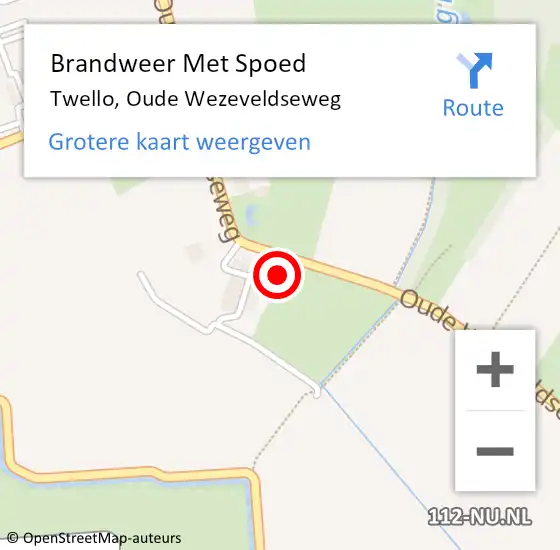 Locatie op kaart van de 112 melding: Brandweer Met Spoed Naar Twello, Oude Wezeveldseweg op 20 juli 2024 21:17