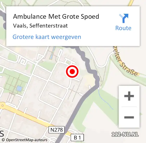 Locatie op kaart van de 112 melding: Ambulance Met Grote Spoed Naar Vaals, Seffenterstraat op 17 oktober 2013 14:20