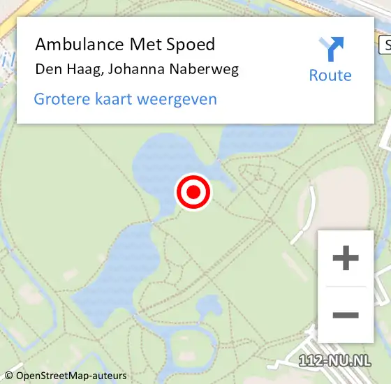 Locatie op kaart van de 112 melding: Ambulance Met Spoed Naar Den Haag, Johanna Naberweg op 20 juli 2024 21:35