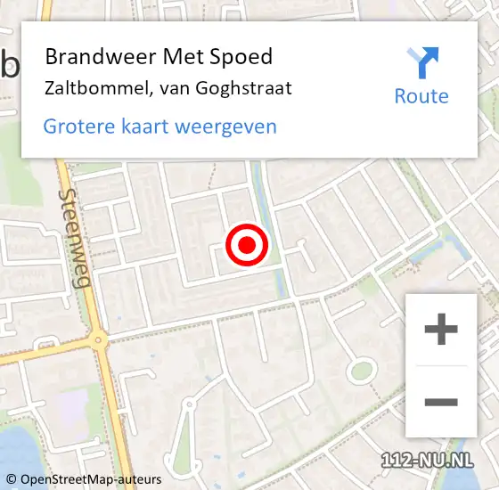 Locatie op kaart van de 112 melding: Brandweer Met Spoed Naar Zaltbommel, van Goghstraat op 20 juli 2024 21:45