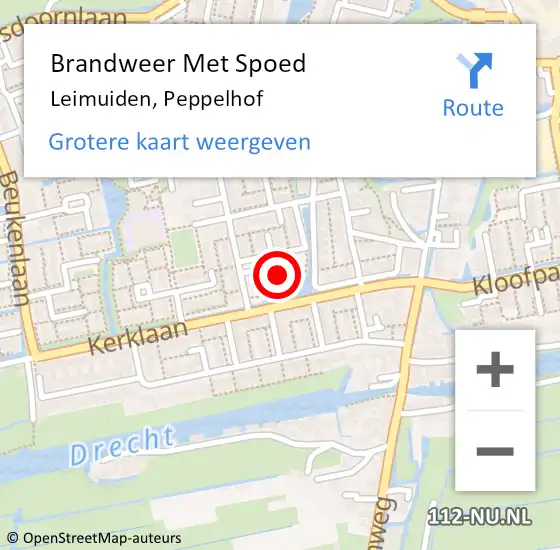 Locatie op kaart van de 112 melding: Brandweer Met Spoed Naar Leimuiden, Peppelhof op 20 juli 2024 22:40