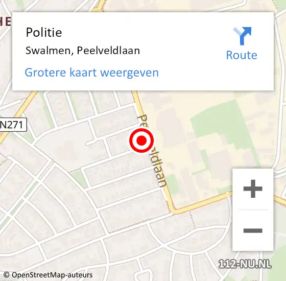 Locatie op kaart van de 112 melding: Politie Swalmen, Peelveldlaan op 20 juli 2024 22:53