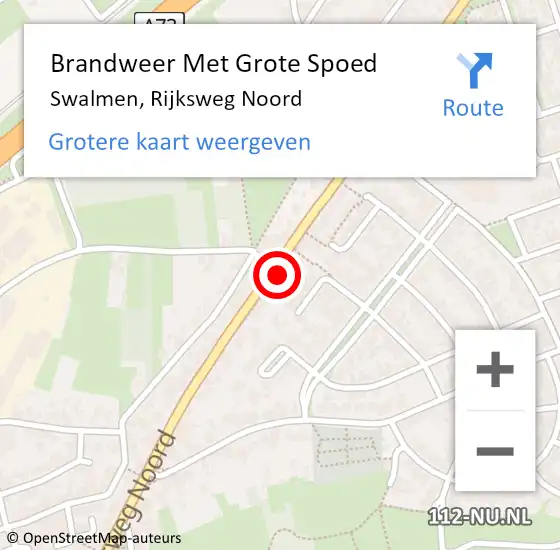 Locatie op kaart van de 112 melding: Brandweer Met Grote Spoed Naar Swalmen, Rijksweg Noord op 20 juli 2024 22:54