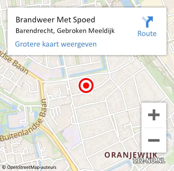 Locatie op kaart van de 112 melding: Brandweer Met Spoed Naar Barendrecht, Gebroken Meeldijk op 20 juli 2024 22:55