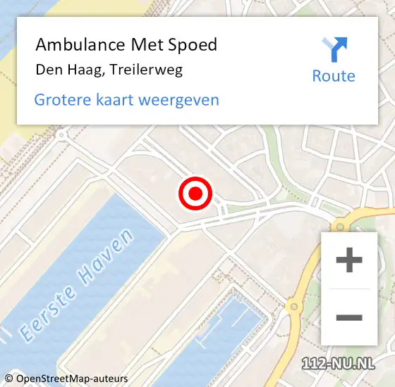 Locatie op kaart van de 112 melding: Ambulance Met Spoed Naar Den Haag, Treilerweg op 20 juli 2024 23:16