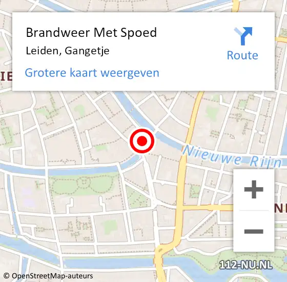 Locatie op kaart van de 112 melding: Brandweer Met Spoed Naar Leiden, Gangetje op 20 juli 2024 23:19