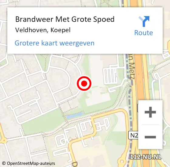 Locatie op kaart van de 112 melding: Brandweer Met Grote Spoed Naar Veldhoven, Koepel op 20 juli 2024 23:23