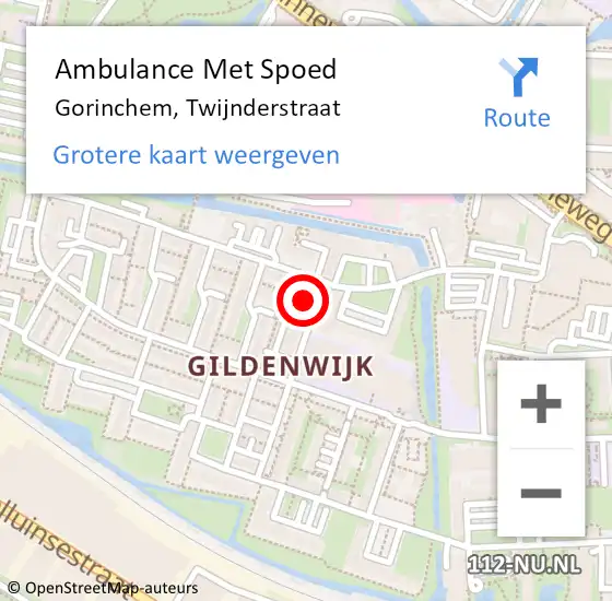 Locatie op kaart van de 112 melding: Ambulance Met Spoed Naar Gorinchem, Twijnderstraat op 20 juli 2024 23:35