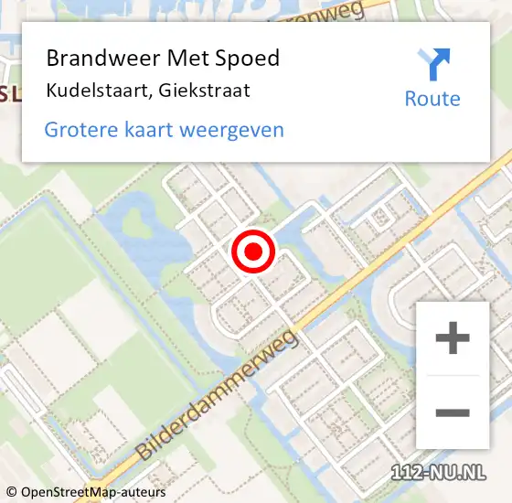 Locatie op kaart van de 112 melding: Brandweer Met Spoed Naar Kudelstaart, Giekstraat op 20 juli 2024 23:40