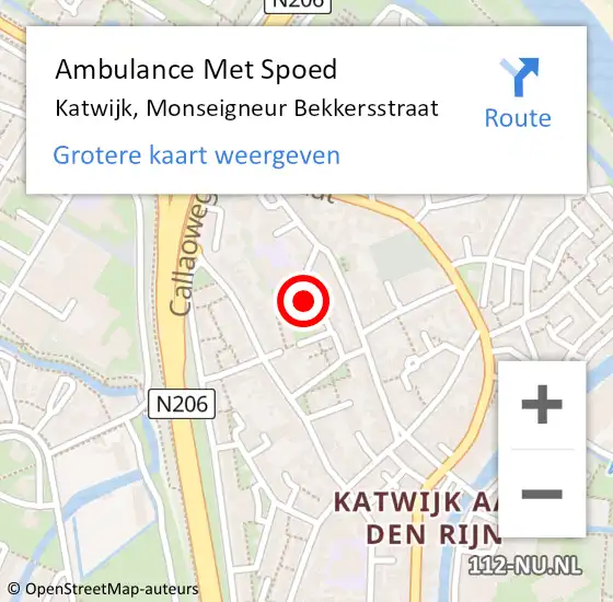 Locatie op kaart van de 112 melding: Ambulance Met Spoed Naar Katwijk, Monseigneur Bekkersstraat op 20 juli 2024 23:42