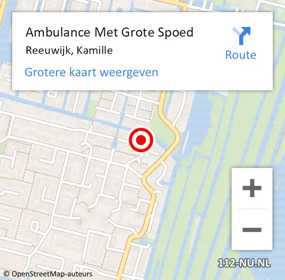 Locatie op kaart van de 112 melding: Ambulance Met Grote Spoed Naar Reeuwijk, Kamille op 20 juli 2024 23:44