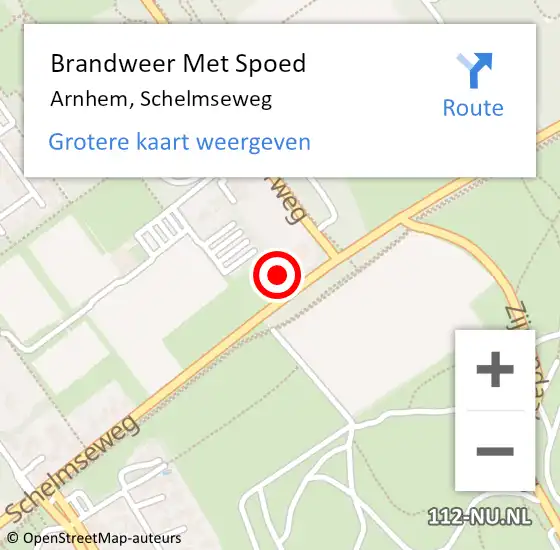 Locatie op kaart van de 112 melding: Brandweer Met Spoed Naar Arnhem, Schelmseweg op 20 juli 2024 23:51