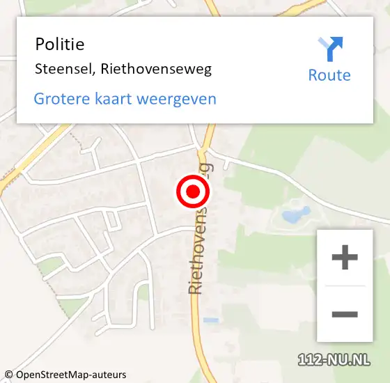 Locatie op kaart van de 112 melding: Politie Steensel, Riethovenseweg op 20 juli 2024 23:59